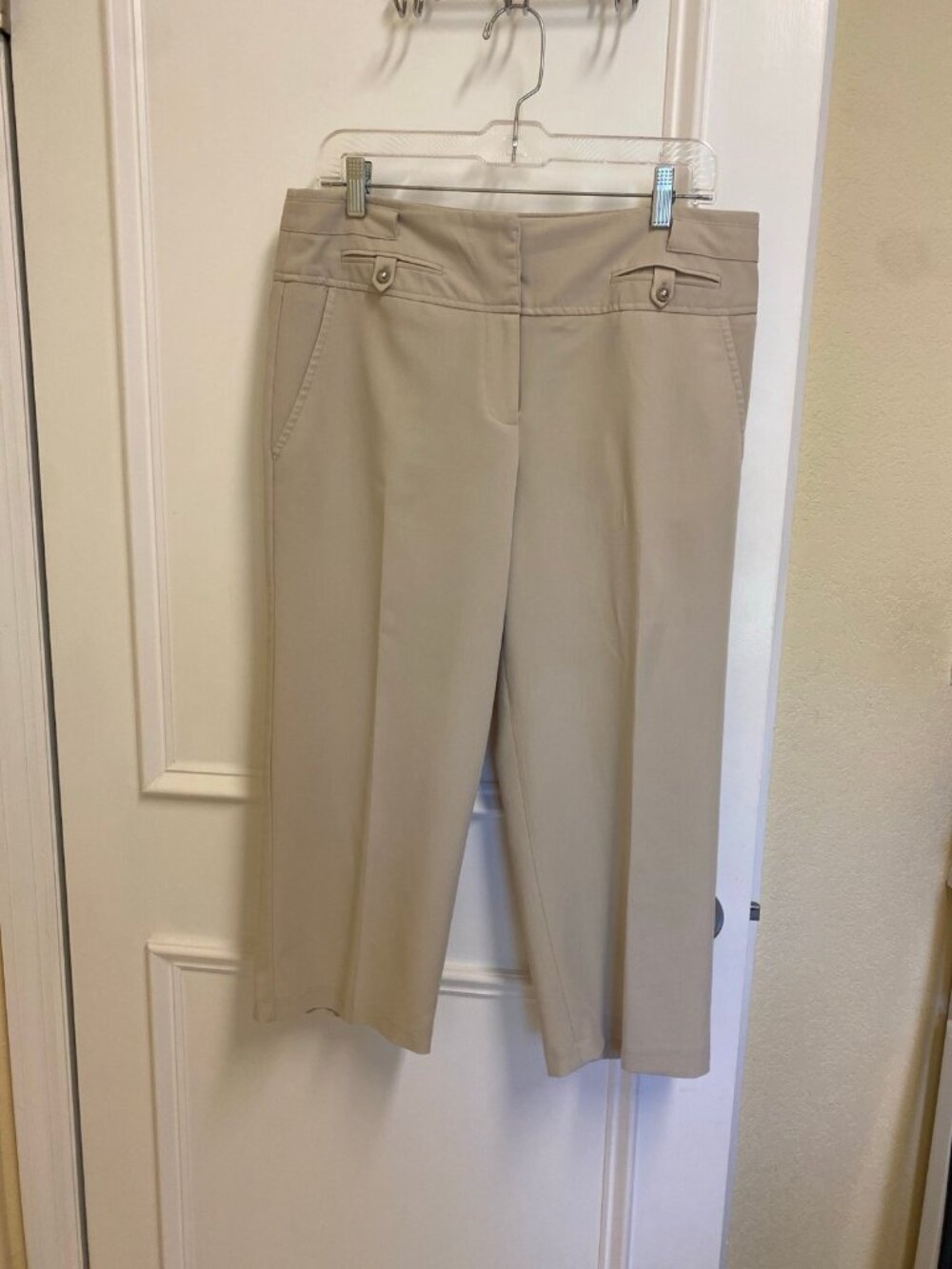 Larry Levine Khaki Light Tan Stretch Capri Dressy Pants Size 12